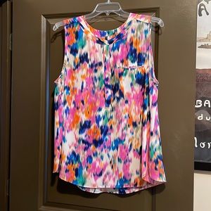 NYDJ Multi-Colored Sleeveless Henley Blouse - 1X